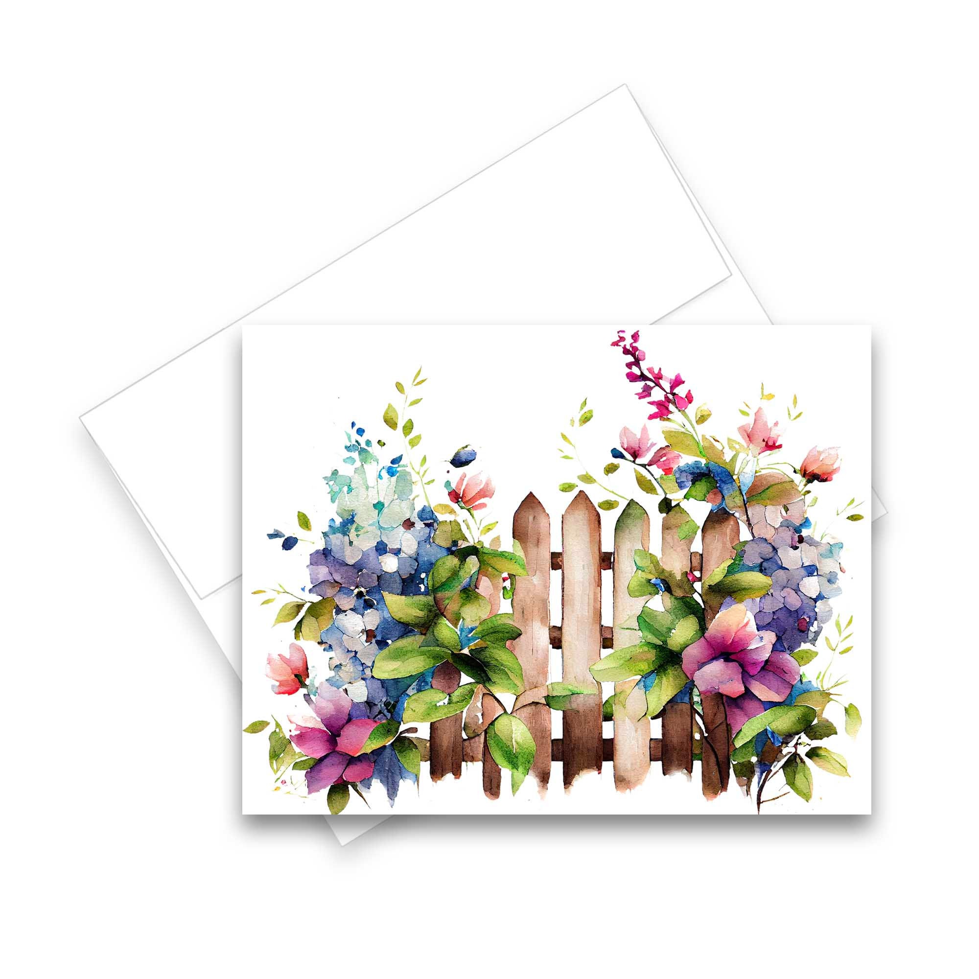 Note Card Flower Set, Garden Fence Cards, Note Card Pack, Assorted ...