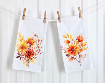 Floral kitchen towel Set, Flour Sack Towel, Dish Towel, Spring Home Decor, tea towel set, Flour Sack Dish Towel, Wild Flower Towel