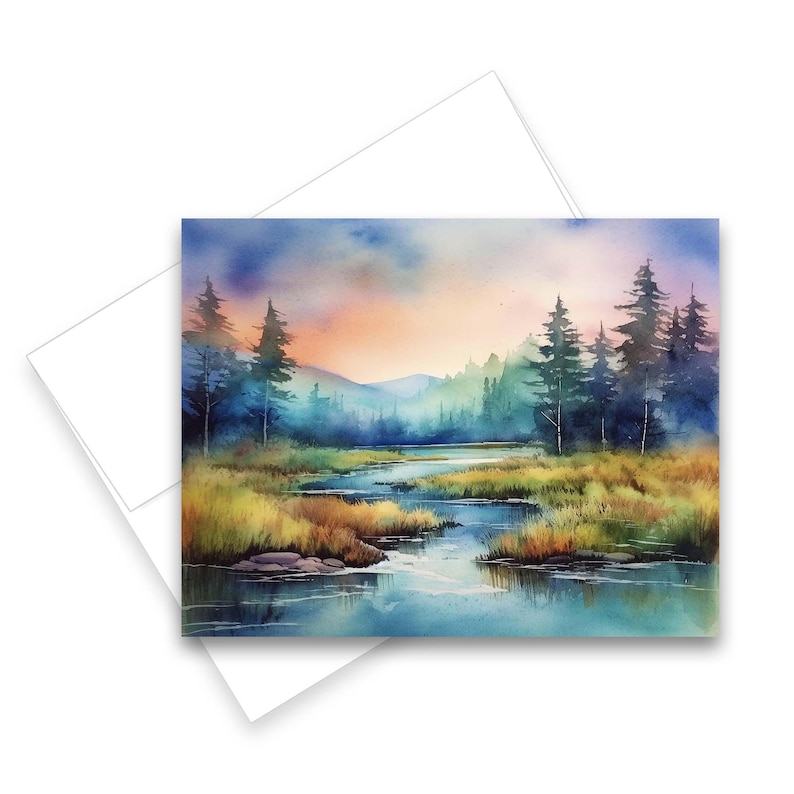 Assorted Note Cards, Watercolor Nature Scene Cards, Set of 8, Blank ...