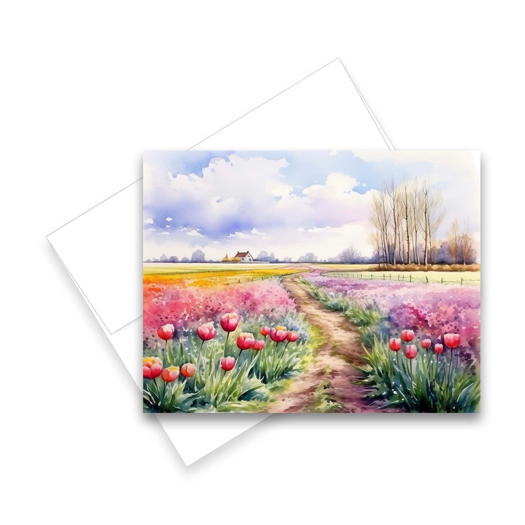 Tulips Note Tulip Fields Note Card Set, Watercolor Greeting Cards, Assorted Cards ...