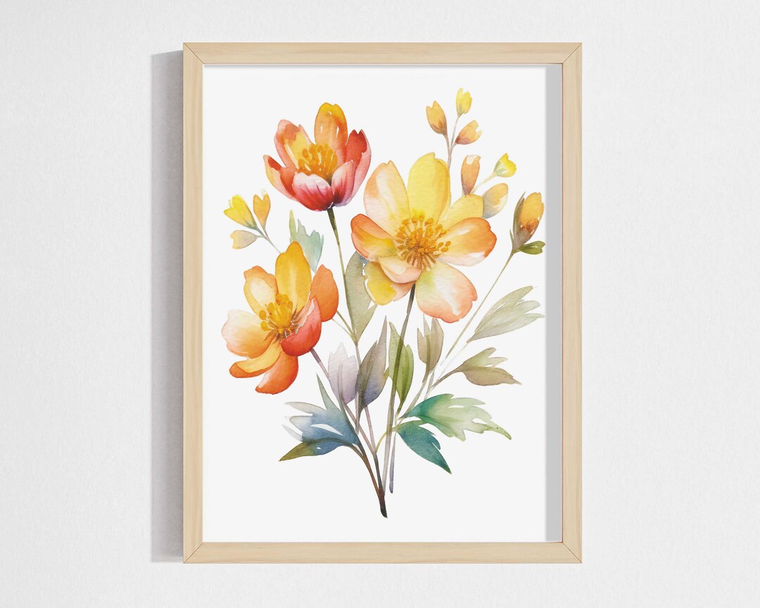 Watercolor Flower Art, Wild Flower Wall Art Print, Watercolor Floral ...