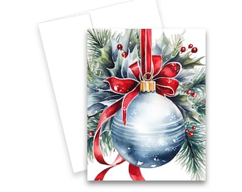 Christmas Note Card Set, Christmas Ornament cards, blank notecard, card assortment, holiday note card, Christmas card set