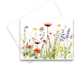 Wildflower Card, Blank note card set, all occasion greeting card, flower notecards, greeting card set, note card with envelopes, blank card