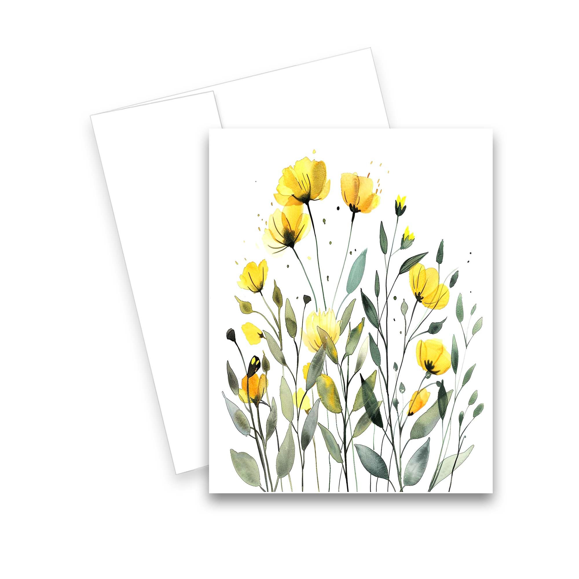 Yellow Spring Wildflower Cards, Notecard Assortment, Watercolor ...