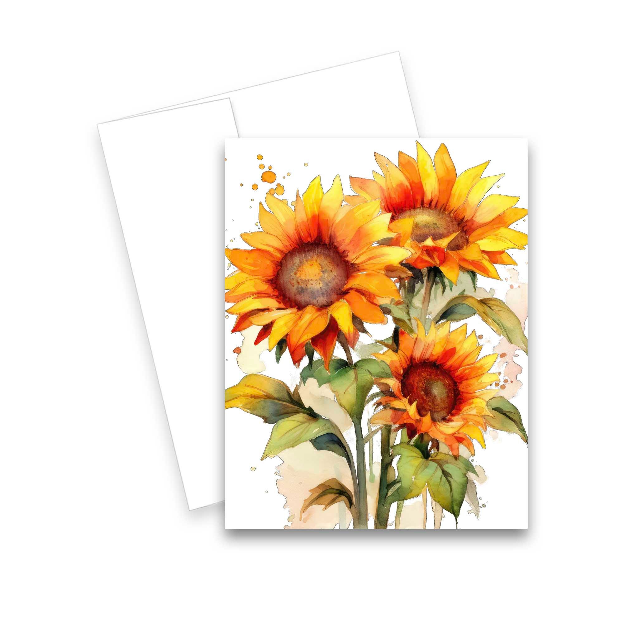 Sunflower Note Card Set, Watercolor Cards, Assorted Cards, Watercolor ...
