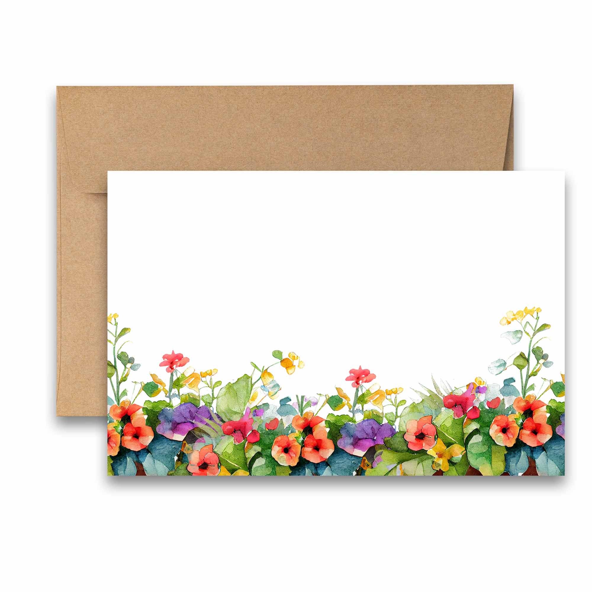 Twigs Paper - Watercolor Flower Greeting Card Set - 12 Blank Thank You Cards  With Envelopes - 4 Floral Card Designs - Eco Friendly - Made in USA 