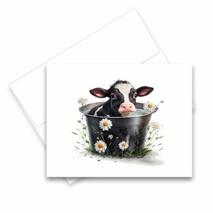 Bathing Cow greeting card set, assorted card set, blank cards, cards with animals, cards with envelopes, all occasion cards, funny greeting cards, handmade cards, note cards, notecards with envelopes, handmade card set, thank you cards, birthday card