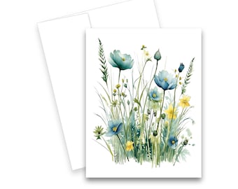Wildflower Card, blank note card set, Greeting Card set, flower notecards, all occasion note cards, floral note card, notecard with envelope