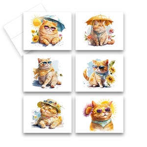 Note Card Set, Assorted Cat Greeting Cards, Stationery cards, kitty cards, blank notecard, Assorted cards, Set of Greeting Cards, cat lover