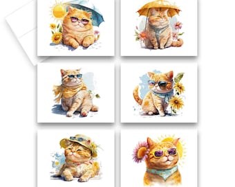 Note Card Set, Assorted Cat Greeting Cards, Stationery cards, kitty cards, blank notecard, Assorted cards, Set of Greeting Cards, cat lover
