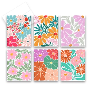 Abstract Flower Greeting Cards, notecard assortment, Flower note cards, set of blank note cards, all occasion notecards, blank cards
