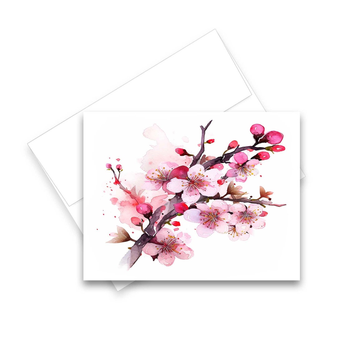 Cherry Blossom Card, Blank Note Card Set, Greeting Card Set, Cards With ...