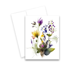 Watercolor Flower Greeting Card, WildFlower Cards, Blank card set, Wild Flower cards, Notecards with envelopes, all occasion note cards,