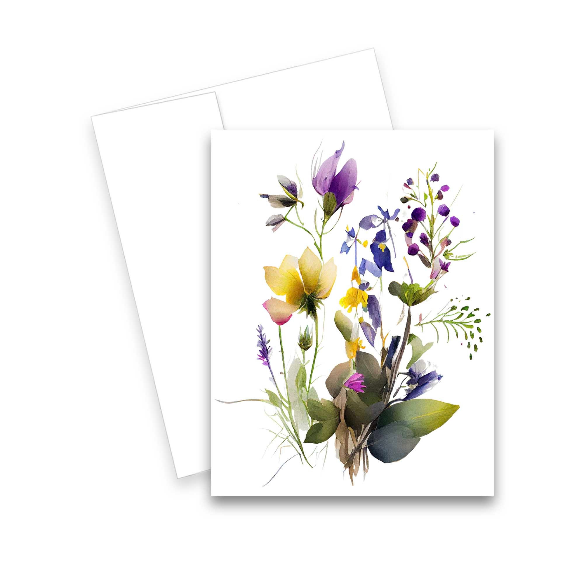 Watercolor Flower Greeting Card, Wildflower Cards, Blank Card Set, Wild ...