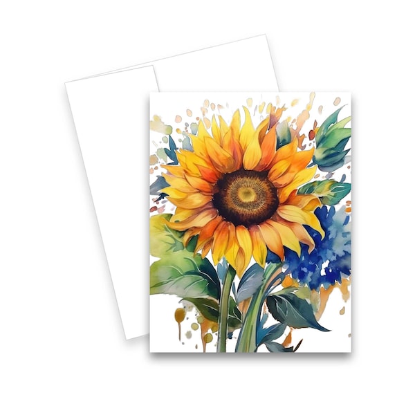 Sunflower Card set, Blank note card set, Greeting card set, notecard set, sun flower notecards, all occasion cards, watercolor notecard