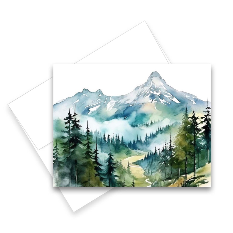 Watercolor Mountain Cards, Assorted Cards with Envelopes All Occasion, Blank Art note cards with envelopes, Watercolor Cards with Envelopes Bild 7