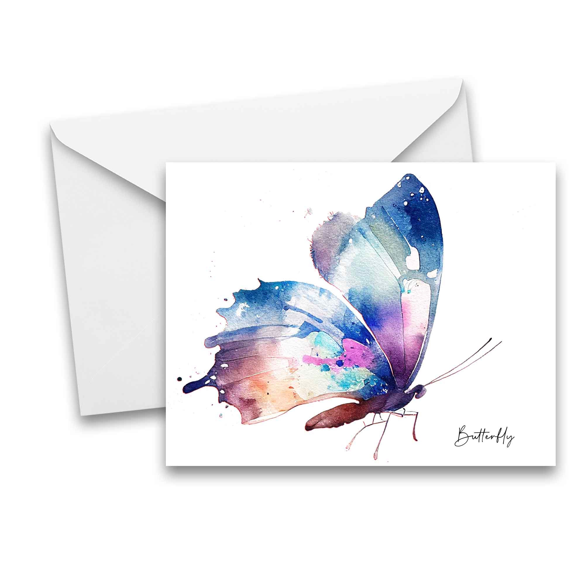 Assorted Watercolor Butterfly Greeting Card Set, Stationery, Notecards ...