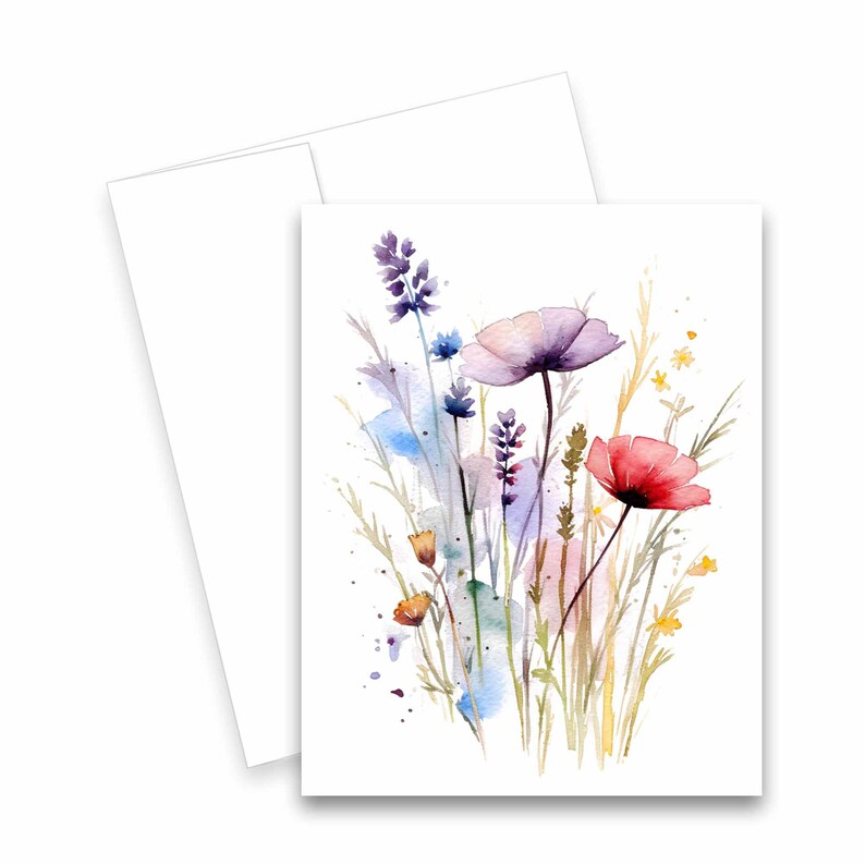 Note Card Set, Watercolor Flower Cards, Assorted Cards, Blank Note Card ...