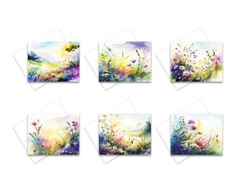 Notecard Set, Watercolor Wildflower cards, assorted cards, wild flower note cards, set of blank note cards, all occasion greeting cards