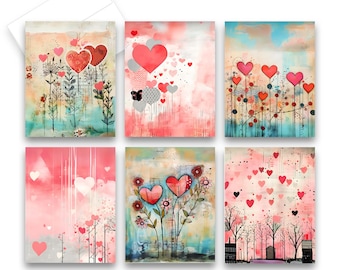 Assorted Cards, Valentines Day Cards, Set of blank note cards, greeting cards, all occasion notecards, note cards with envelopes, heart card