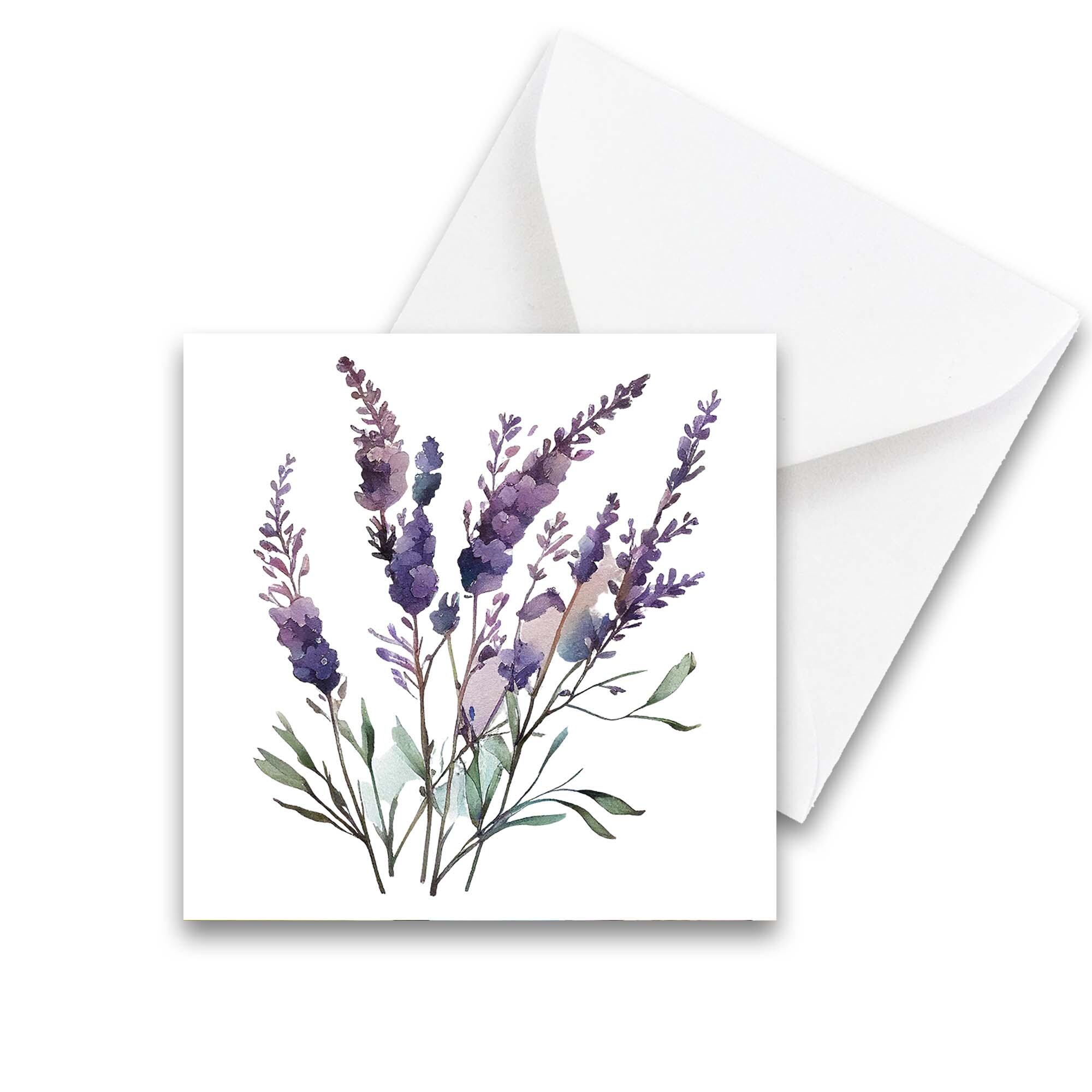 Mini Note Card Set of 8, Watercolor Lavender Notecards With Envelopes ...