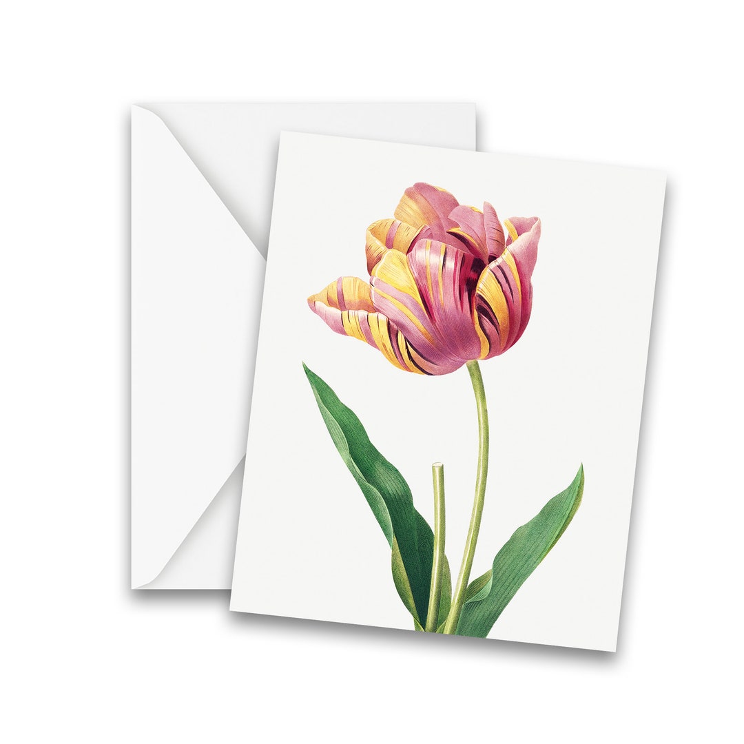 Vintage Botanical Tulip Greeting Cards Stationery, Notecards, Thank You