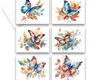 Blank note card set, Butterfly Card Set, Assorted Cards, Watercolor butterfly cards, folded notecards, All occasion note cards