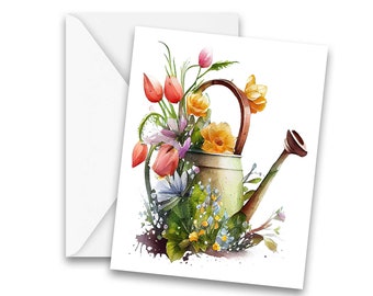Watercolor Flower Garden Greeting Cards - set of blank note cards, floral notecard, note cards with envelopes, all occasion greeting cards