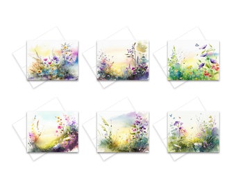 Notecard Set, Watercolor Wildflower cards, assorted cards, wild flower note cards, set of blank note cards, all occasion greeting cards