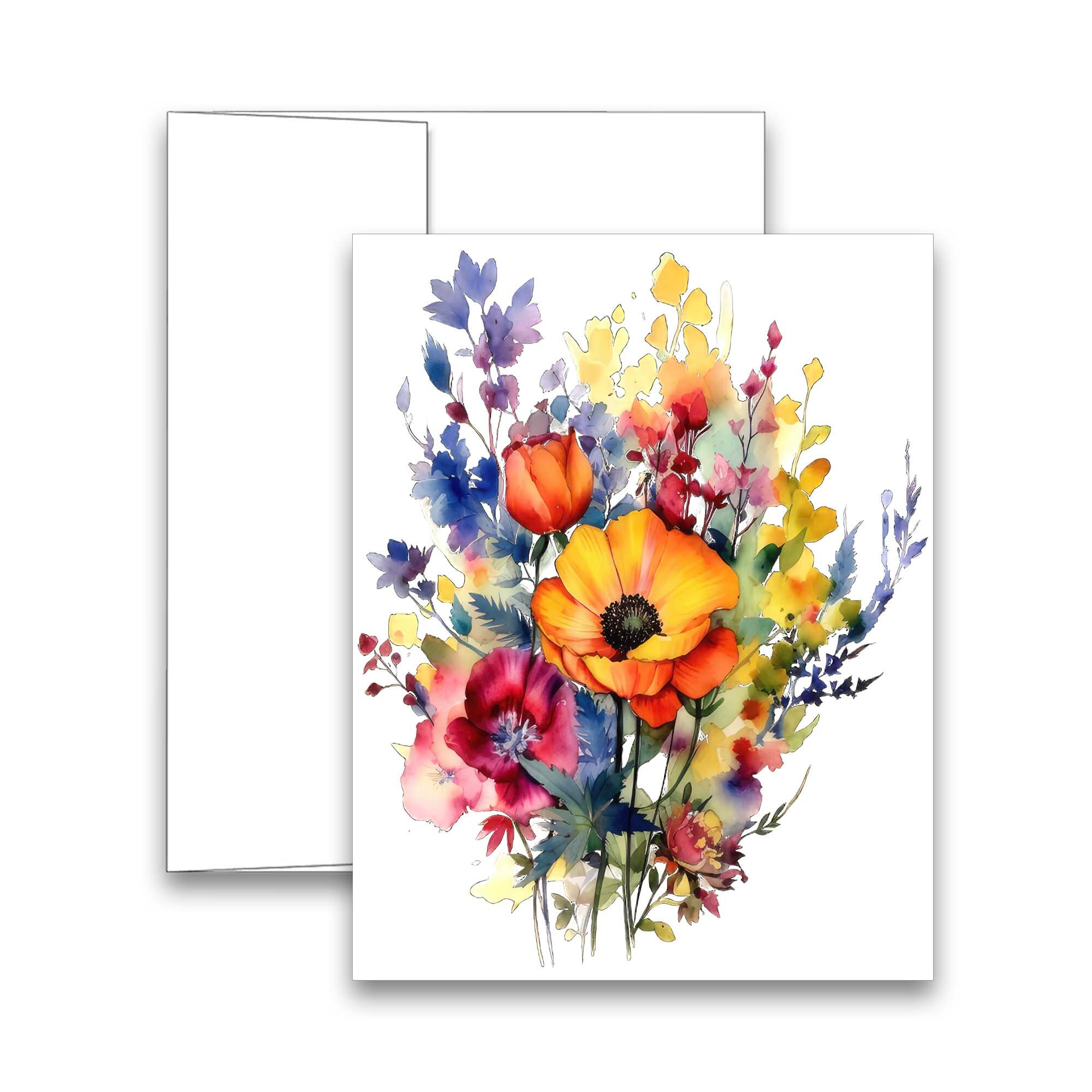 Note Card Set Watercolor Flower Cards Greeting Card Set - Etsy