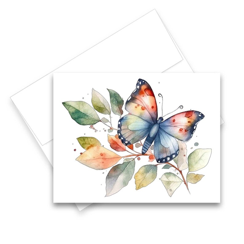 Blank Note Card Set, Butterfly Card Set, Assorted Cards, Watercolor ...