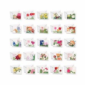 Assorted Vintage Botanical Greeting Cards Set of 25 - Japanese art Stationery, Flower Notecards, blank notecard, greeting card assortment