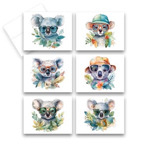 Assorted Cards, Koala Cards, Set of blank note cards, animal note cards, watercolor notecard, all occasion cards, folded notecards