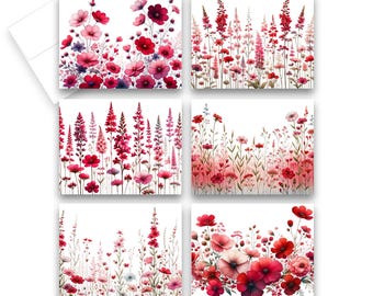 Notecard Set, Assorted Wild Flower Greeting Cards, Floral Stationery, cards with flowers, blank notecard, assorted cards, greeting card set