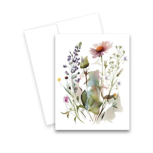 Watercolor Notecard, WildFlower Cards, Blank card set, Card with envelope, Wild Flower cards, Notecards with envelopes, all occasion cards