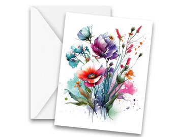 NOTECARDS, Watercolor Flowers Greeting Cards - Stationery, thank you cards, Wildflower note cards, blank notecard, birthday cards, card set