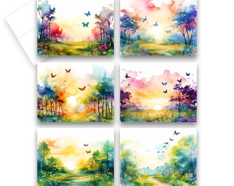 Forest Meadow Notecards, Wild flower cards, greeting card assortment, watercolor note cards, set of blank note cards, all occasion cards