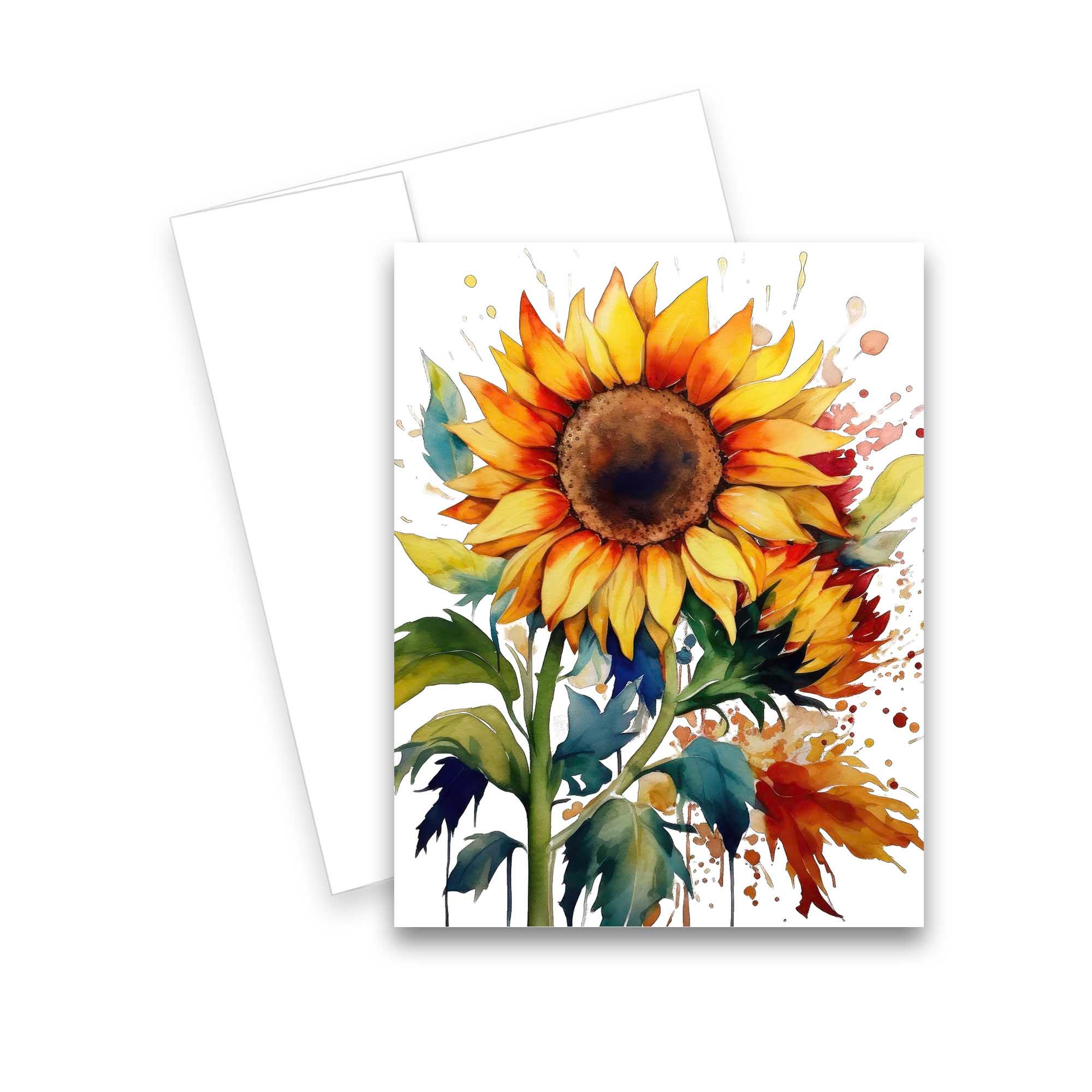 Sunflower Note Card Set, Watercolor Cards, Assorted Cards, Watercolor ...