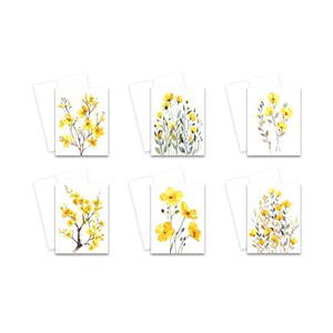 Yellow Spring Wildflower Cards, Notecard Assortment, Watercolor ...