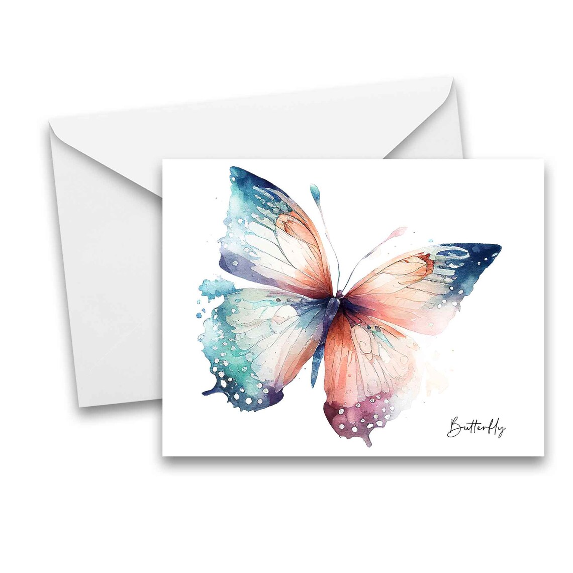 Assorted Watercolor Butterfly Greeting Card Set, Stationery, Notecards ...