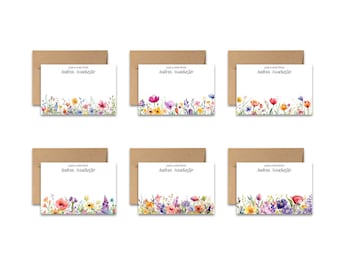 Personalized Note Cards, 4x6 Assorted Cards, Set of 12, Floral Stationery, Personalized Stationery, Note writing paper, blank note card set