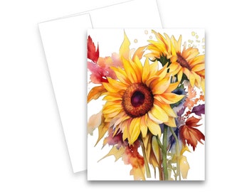 Sunflower Card set, Blank note card set, Greeting cards, notecard set, sun flower notecards, all occasion cards, note cards with envelopes