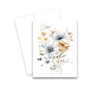 Floral Card, Blank Notecards, floral note cards, all occasion note card, simple flower card, greeting cards, thank you cards with envelopes