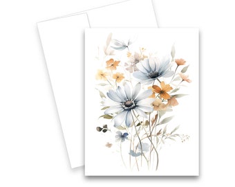 Floral Card, Blank Notecards, floral note cards, all occasion note card, simple flower card, greeting cards, thank you cards with envelopes