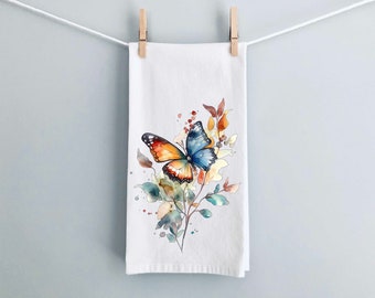 Butterfly kitchen towel, Flour Sack Towel, Dish Towel, Tea Towel, Kitchen Decor, Spring Home Decor, Flour Sack Dish Towel, cute towel