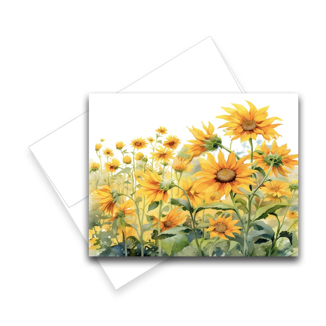 Sunflower Field, Blank Note Card Set, Greeting Card Set, Notecard Set ...