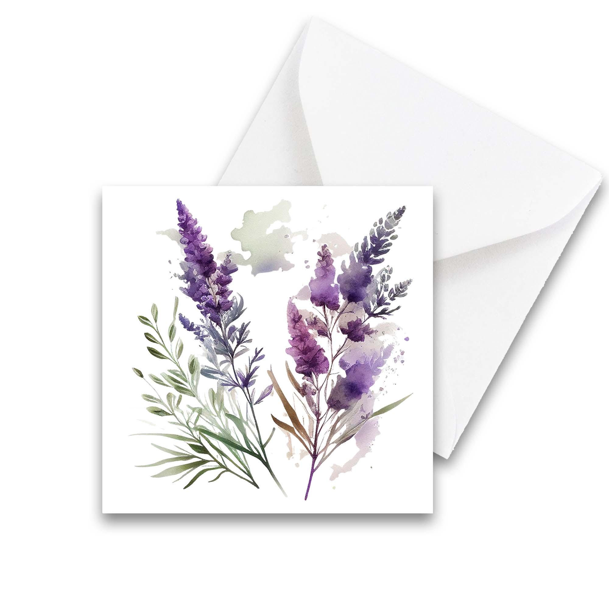 Mini Note Card Set of 8, Watercolor Lavender Notecards With Envelopes ...