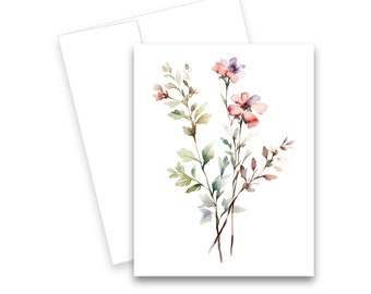 Blank Note Cards, Wildflower Note Cards, blank card, Wild Flower cards, Notecards with envelopes, all occasion card, simple flower card,