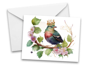 TARJETAS DE NOTAS, Tarjetas de felicitación con pájaros en acuarela - Papelería, tarjetas de agradecimiento, tarjetas de notas, tarjetas de notas en blanco, tarjetas de cumpleaños, juego de tarjetas