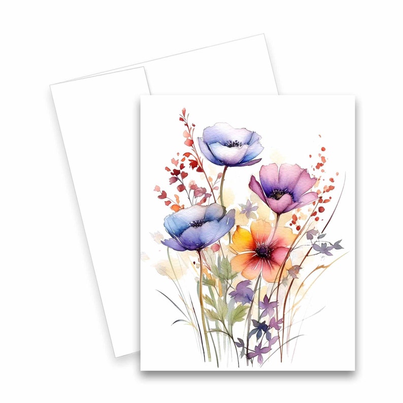 Note Card Set, Watercolor Flower Cards, Assorted Cards, Blank Note Card ...